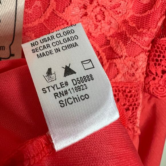 NEW Easel Babydoll Dress SMALL Empire Waist Lace V-Neck Bell Sleeve Mini Swing - Picture 9 of 10